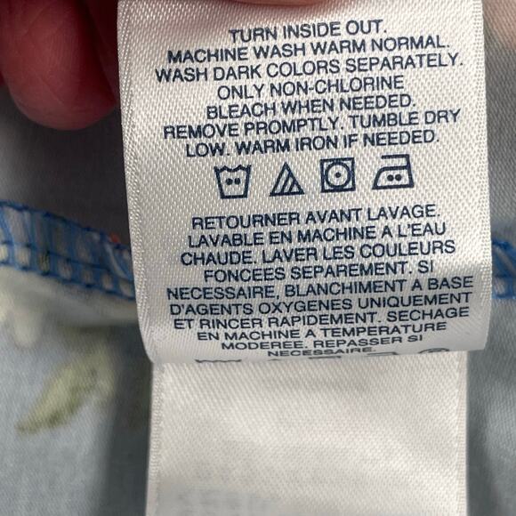 Lands End Dress Womens PM 10-12 Blue Floral Print 3/4 Sleeve Cotton Stretch - Picture 15 of 16